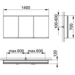 Keuco Spiegelschrank ROYAL MODULAR 2.0 Breite 1400mm Höhe 700mm Tiefe 120mm