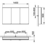 Keuco Spiegelschrank ROYAL MODULAR 2.0 Breite 1400mm Höhe 900mm Tiefe 160mm