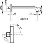 Keuco Brausearm ELEGANCE Ros rd Ausldg 450mm ni gebü