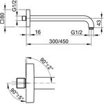 Keuco Brausearm EDITION 300 Ros ec Ausldg 300mm alu-fin