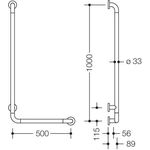 Hewi Winkelgriff SERIE 801 waager. 500mm, senkr. 1000mm senfgelb