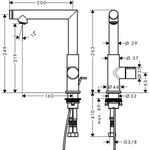 Select-Waschtischmischer AXOR UNO 220 stainless steel optic