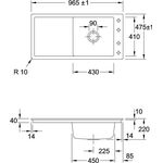 V&B Einbauspüle TIMELINE 60 FLAT 965x475mm Handbet. stone white