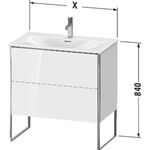 Duravit Waschtischunterbau XSQUARE 840x810x478mm, 2 Auszüge weiß hochglanz