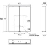 Emco LED-Lichtspiegelschr. FLAT 2 C AP 600x729mm 2-tü m LED-Aufsl. Aluminium