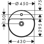 HG Aufsatzwaschtisch Xuniva S mit Hahnloch mit Überlauf 450x450mm weiß