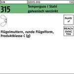 Flügelmutter DIN 315 runde FormM6 Temperguss/Stahl galv.verz. 100St. - VPE: 100