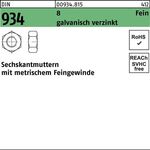 Sechskantmutter DIN 934 M12x 1,5 8 galv.verz. 100 Stück - VPE: 100