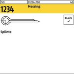 Splinte ISO 1234 1,6x 20 Messing 200 Stück - VPE: 200