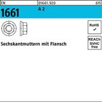 Sechskantmutter EN 1661 Flansch M10 A 2 500 Stück - VPE: 500