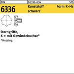 Sterngriff DIN 6336 FormK-Ms K 20 M4 Ku. sw Messingbuchse 10 Stück - VPE: 10