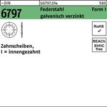 Zahnscheibe DIN 6797 FormI innengezahnt I 3,2 Federstahl galv.verz. 5000St. - VPE: 5000