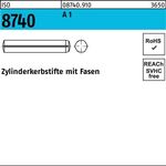 Zylinderkerbstift ISO 8740 Fasen 8x 16 A 1 100 Stück - VPE: 100