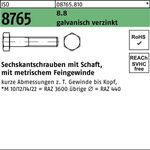 Sechskantschraube ISO 8765 Schaft M16x1,5x 75 8.8 galv.verz. 25St. - VPE: 25