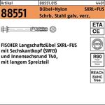 Langschaftdübel R 88551 SXRL 10x80 FUS Schr.Sta verz./Dübel-Nylon 50St. FISCHER - VPE: 50