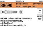 Dübel R 88690 SEKO-Schr. DUOPOWER 8x40 S Schr.verz./Dübel-Nylon 50St. FISCHER - VPE: 50