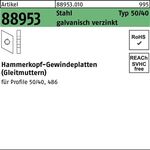 Hammerkopfgewindeplatte R 88953 Typ 50/40 M10 Stahl galv.verz. 100St. - VPE: 100