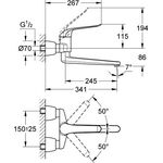 Grohe EH-WTbatt EUROECO SPECIAL 1/2Zoll Ausl 342mm absp. S-Anschlüsse chr