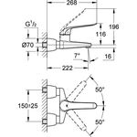 Grohe EH-WTbatt EUROECO SPECIAL 1/2Zoll Ausl 221mm absp. S-Anschlüsse chr