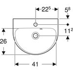 Geberit Handwaschbecken RENOVA mit Hahnloch mit Überlauf 450x360mm weiß