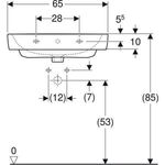 Geberit Aufsatzwaschtisch RENOVA PLAN m HL mit Überlauf 650x480mm weiß KT