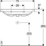 Geberit Waschtisch iCon Light 750x420mm verk. Ausldg o HL o ÜL weiß KT