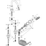 4-Loch Wannenrandarmatur AXOR MONTREUX DN 15, mit Hebelgriffen brushed nickel