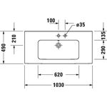 Duravit Möbelwaschtisch ME by Starck m ÜL m HLB 1030x490mm o Hahnloch weiß WG