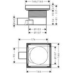 HG Punktablauf RainDrain Point Komplettset 150x150mm Edestahl gebürstet