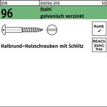 Holzschraube DIN 96 Halbrundkopf Schlitz 2x 10 Stahl galv.verz. 500St. - VPE: 500