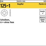 Unterlegscheibe DIN 125-1 A 8,4x16x1,6 Kupfer 100 Stück - VPE: 100