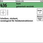 Unterlegscheibe DIN 436 vierkant 11x 30x 3 Stahl galv.verz. 100 Stück - VPE: 100