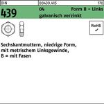 Sechskantmutter DIN 439 FormB links BM 20 Automatenstahl galv.verz. 50St. - VPE: 50