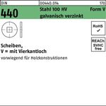 Scheibe DIN 440/ISO 7094 FormV V 22x72x6 Stahl 100 HV galv.verz. 50St. - VPE: 50