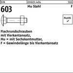 Flachrundschraube DIN 603 Vierkantansatz/6-ktmutter M8x70 Mu Stahl 4.6 WG 200St. - VPE: 200