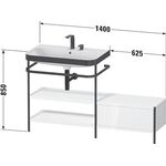 Duravit Waschtischset HAPPY D.2 PLUS 1400x490mm 2 Hahnlöcher weiß hochglanz