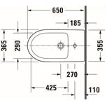 Stand-Bidet Duravit No.1 weiß, mit Überlauf, 1 Hahnloch 370x650mm