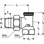 Schell Heizkörperverschraubung absperrbar 10 bar, Eck mattnickel, 1/2Zoll