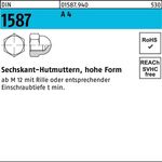 Sechskanthutmutter DIN 1587 M4 A 4 100 Stück - VPE: 100