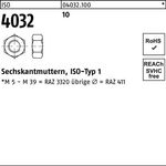 Sechskantmutter ISO 4032 M4 10 1000 Stück - VPE: 1000