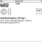 Sechskantmutter ISO 4032 M52 6 Automatenstahl 1 Stück