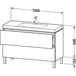 Duravit Waschtischset L-CUBE 1200x480mm 2 Au 1 HL ta s-matt ES Ah Mi.