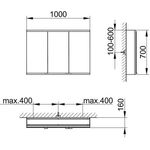 Keuco Spiegelschrank ROYAL MODULAR 2.0 Breite 1000mm Höhe 700mm Tiefe 160mm