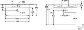 V&B Waschtisch FINION m verd. ÜL ViFlow 1000x470mm Sto wh C+