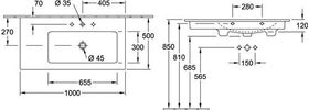 V&B Schrankwaschtisch VENTICELLO 1000x500mm m ÜL Be re we