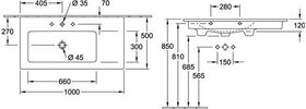 V&B Schrankwaschtisch VENTICELLO 1000x500mm m ÜL Be li stone white C+