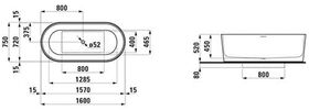 Laufen Badewanne VAL 1600x750mm, freistehend weiß