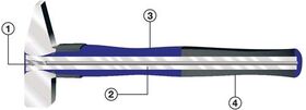 Schlosserhammer 300g Stiel-L.300mm 3-Komponentenstiel m.Stahlschutzhülse PROMAT