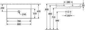 V&B Waschtisch MEMENTO 2.0 800x470mm o ÜL ohne HL we C+