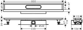 HG Komplettset uBox universal für Duschrinnen Fertigsets, flach 800mm